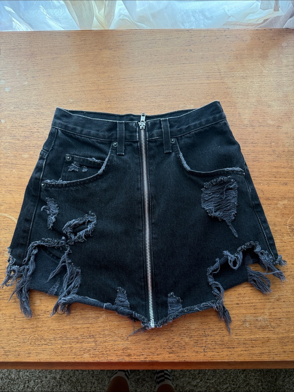 Carmar Black Washed Denim Skirt